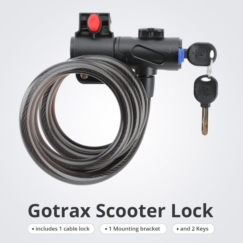 GOTRAX LockGuard Scooter Locks, 4 Feet Bike Locks Cable, Heavy Duty Anti Theft Bicycle Lock with Mounting Bracket and 2 Keys, Cable Lock Suitable for Scooters and Bikes (Key Lock) - Image 2